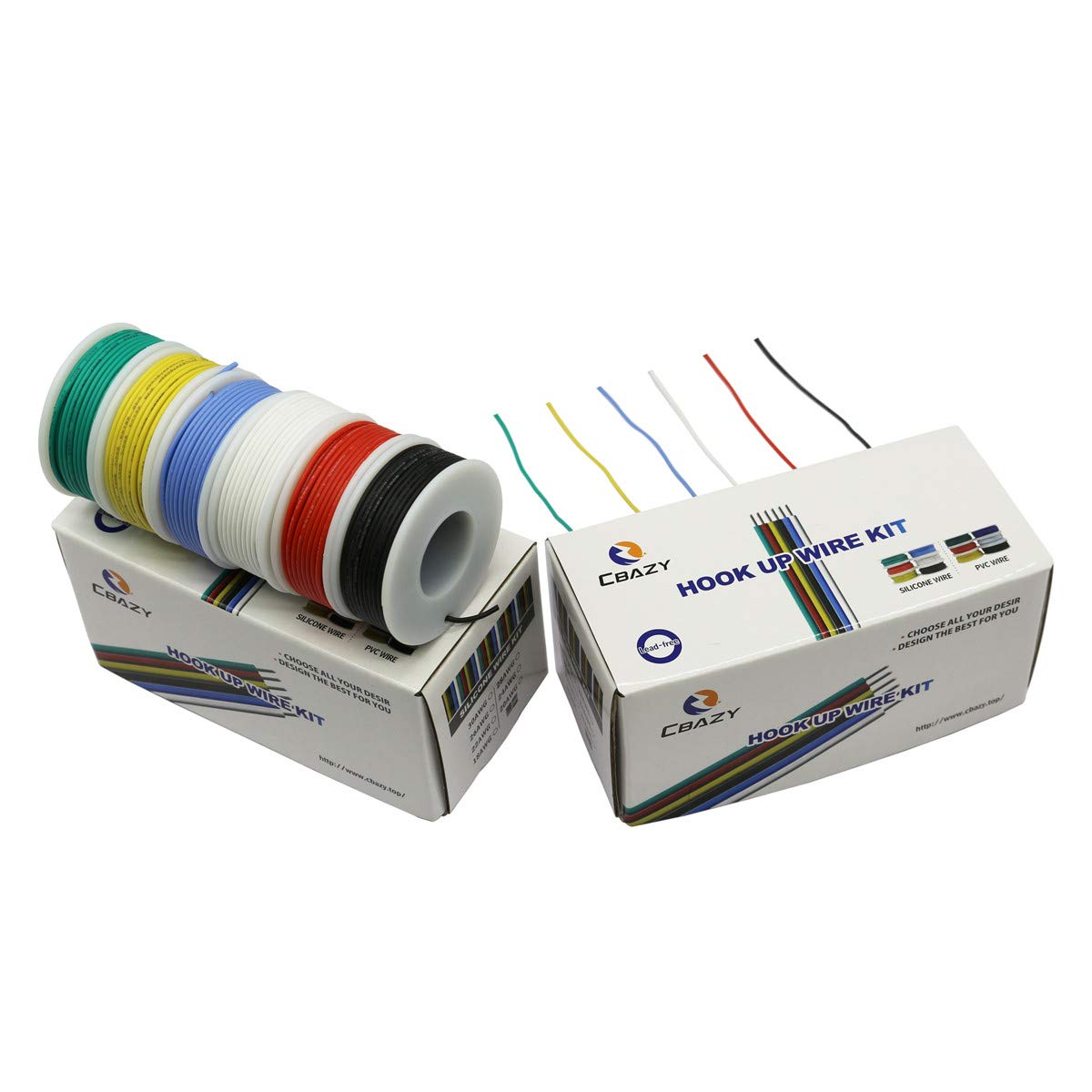 CBAZY™ Hook up Wire Kit (Stranded Wire Kit) 22 Gauge Flexible Silicone Rubber Electric Wire 6 Colors 19.6 feet Each 22 AWG