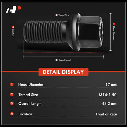 A-Premium M14-1.50 Wheel Studs Compatible with Volkswagen Jetta Passat CC Golf Tiguan Beetle Audi A3 A4 A5 A6 A7 Quattro A8 Front or Rear Side 5-PC Set