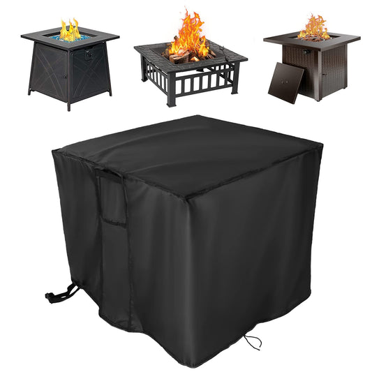 TwoPone Fire Pit Cover Square - Waterproof Windproof Anti-UV Heavy Duty Gas Fire Pit Cover, 28 Inch Patio Fire Table Cover