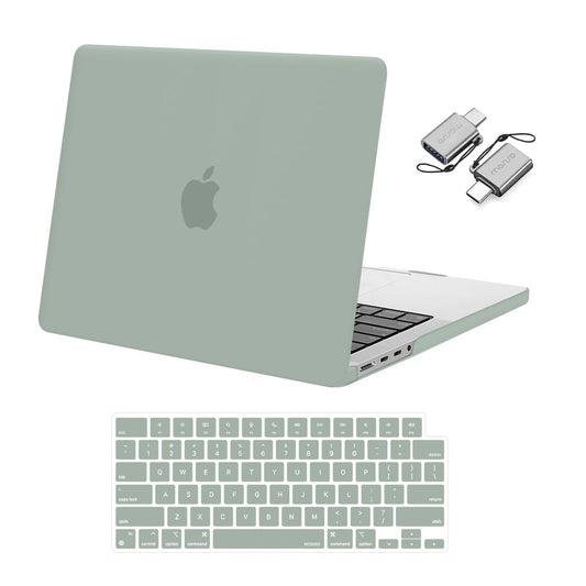 MOSISO Compatible with MacBook Pro 14 inch Case 2026 2025 2024-2021 M5 M4 M3 M2 M1 A3434 A3112 A3185 A3401 A2918 A2992 A2779 A2442, Plastic Hard Shell Case&Keyboard Cover&Type C, Antique Green