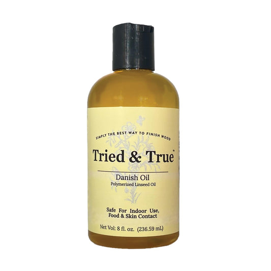 Tried & True Danish Oil, 8 oz. - Polymerized Linseed Oil for Wood Finish & Sealer, Ideal for Furniture, Butcher Blocks, Salad Bowls, & More - Food Safe Wood Finish, Easy Application Stand Oil