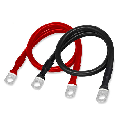 CyanHall Battery Cable 4AGW Gauge Red + Black 24 Inch Battery Inverter Pure Copper Battery Inverter Cables Solar for Solar RV Car Boat Automotive Marine Motorcycle with 3/8" Lugs