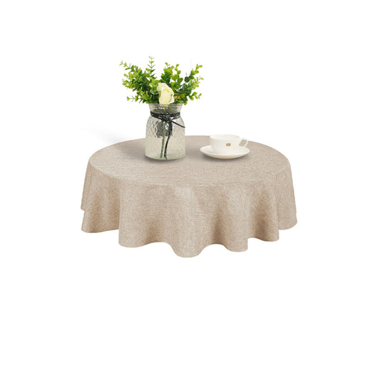 XWZO Faux Linen Round Tablecloth Wrinkle Free Stain Resistant Spillproof Washable Table Cloth for Kichen and Dinning Room Rustic Farmhouse Style Table Cover, Beige,60 inch, Round