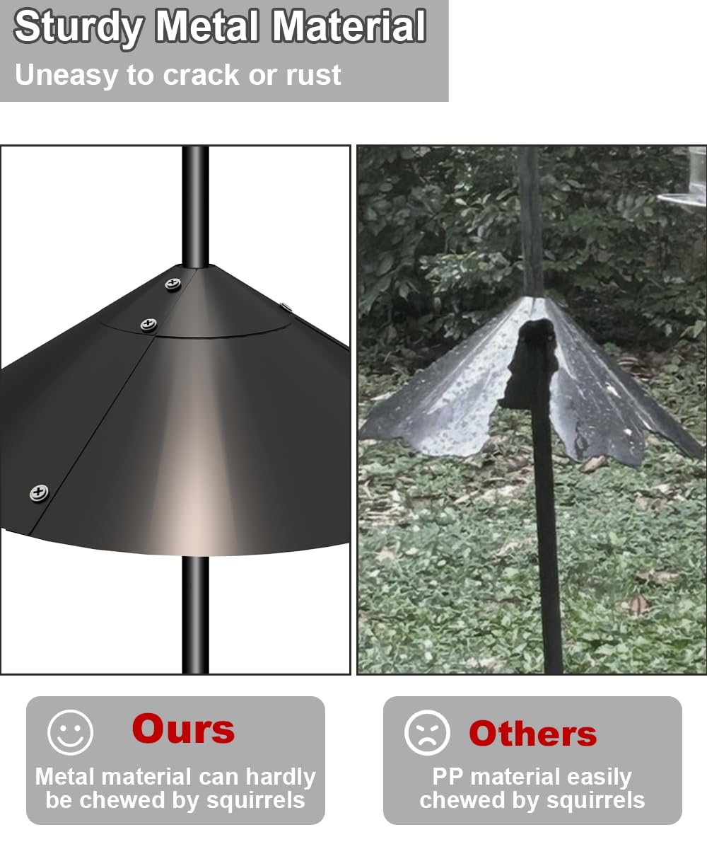 Garbuildman Metal Squirrel Baffle for Bird Feeder Pole, Outside Pole Mount Bird House Guard for Outdoor Shepherd’s Hook, 19 Inch, 1 Pack
