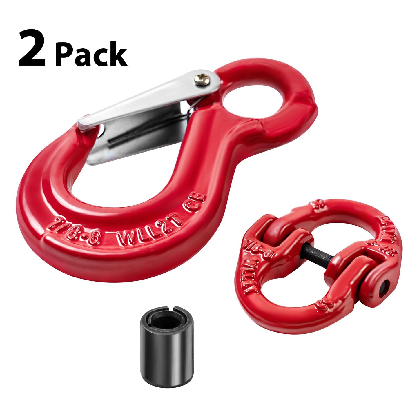 LZONEY 2-Pack Heavy-Duty Slip Hook Eye Sling – for Caravan, Camper Trailer Safety Chain Connection & Extension, Factory Lifting, and Harbor Hoisting (2000 KG Working Load Limit)