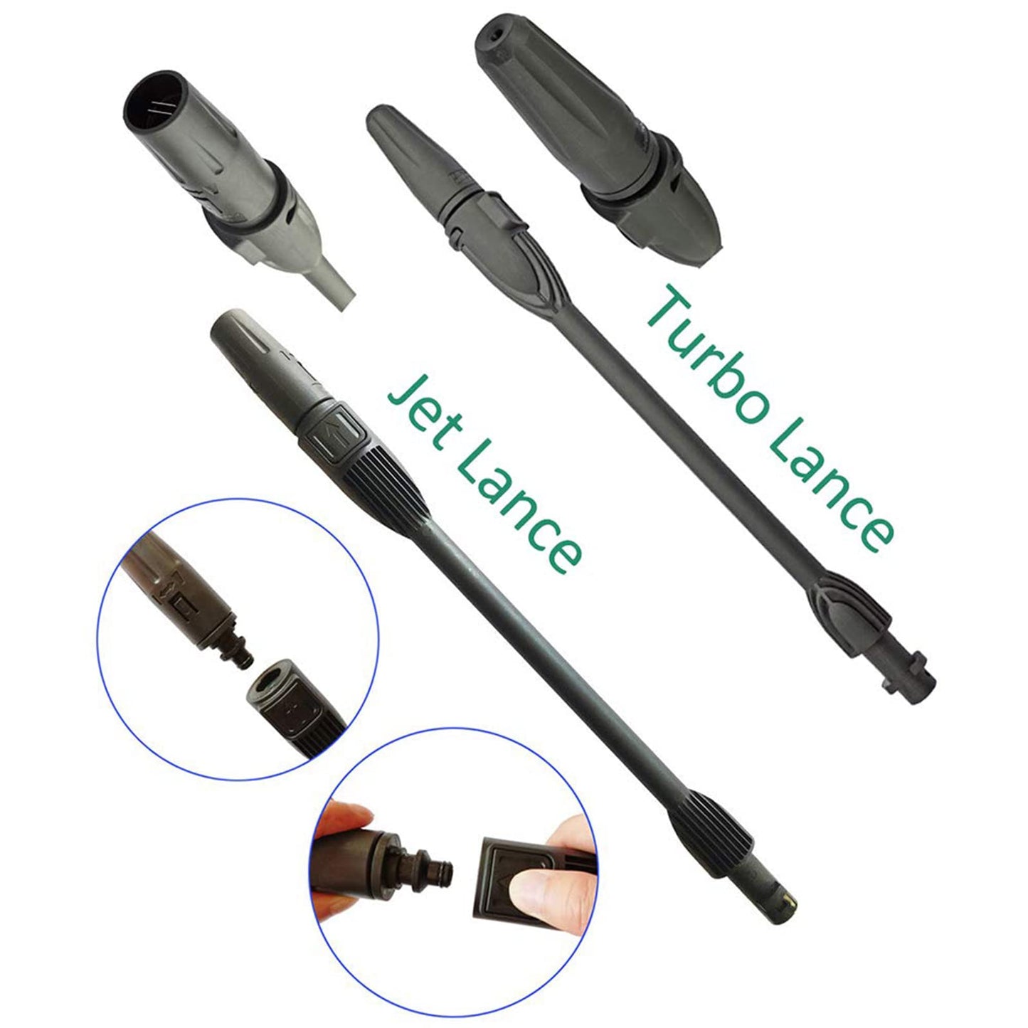 BEAR FORCE High Pressure Water Jet Wand and Rotating Wand, Pressure Washer Replacement Spray Gun Wand Nozzle, Compatible for Karcher K1, K2, K3, K4, K5, K6, K7 Power Washers…（C. Jet Wand & Turbo Wand