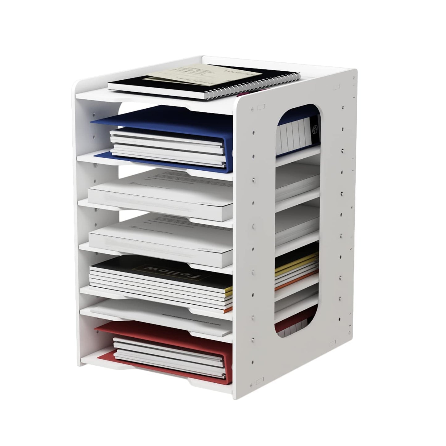 YHLZLW Paper Organizer for Desk,White Desk Organizers and Storage File Holder,Letter Tray and A4 Paper Holder for Office Home and School Classroom (Size：7-Tier)(White, 7-Tier)