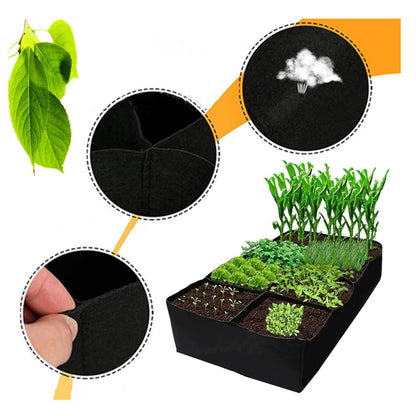 Fabric Raised Garden Bed, Wanfoou 6 Grids Plant Grow Bags, Breathable Planting Container Grow Bag, Garden Bag for Growing Vegetables Potatoes Flowers Herbs, Rectangle Planting Container Bags