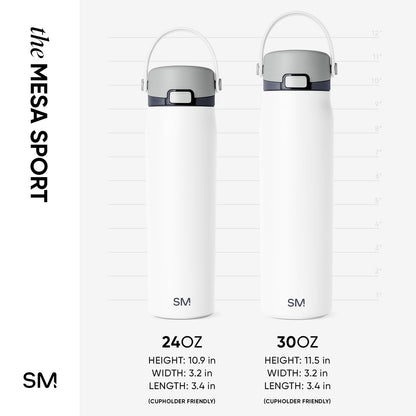 Simple Modern Mesa Sport Water Bottle with Covered Chug Lid | 24oz Cup Holder Friendly Insulated Stainless Steel Bottle for Gym, Sports and Travel | Polar Bear