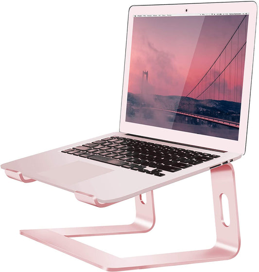 Orionstar Laptop Stand Aluminum Laptop Riser Compatible with Apple Mac MacBook Air Pro 10 to 15.6 Inch Notebook Computer, Ergonomic Elevator Holder (Pink)