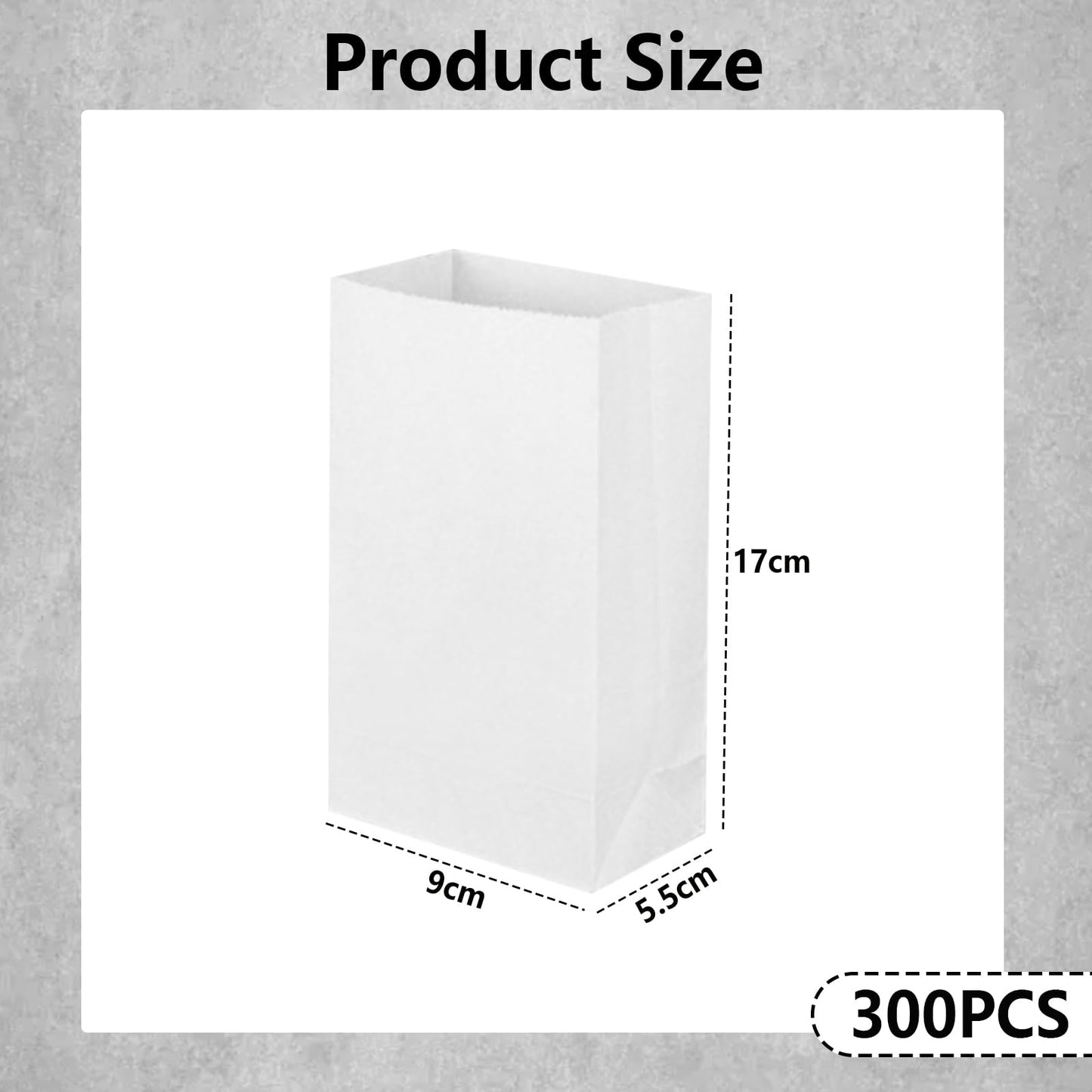 QYCX 300 Pcs White Paper Bags White Gift Bags Kraft Paper Bags Small Paper Bags Gift Bags Lunch Bags Bread Bag Party Favor Bags Grocery Bags Fresh Bread Candy Popcorn Cookie Bags for Birthday Wedding