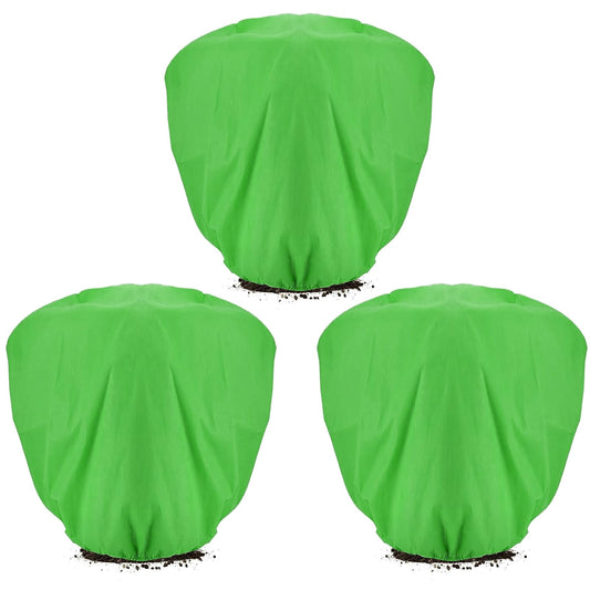 ANPHSIN 3 pcs 39.3in x 39.3in Plant Covers Freeze Protection - Winter Shrub Plant Protection Bags, Frost Blankets Cloths with Drawstring for Outdoor Garden Potted Plants, Green