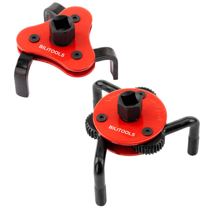 BILITOOLS Oil Filter Removal Tool, Universal Oil Filter Wrench Set Adjustable 2-1/2 to 4 inch & 3 to 5-1/8 inch, 1/2" Drive