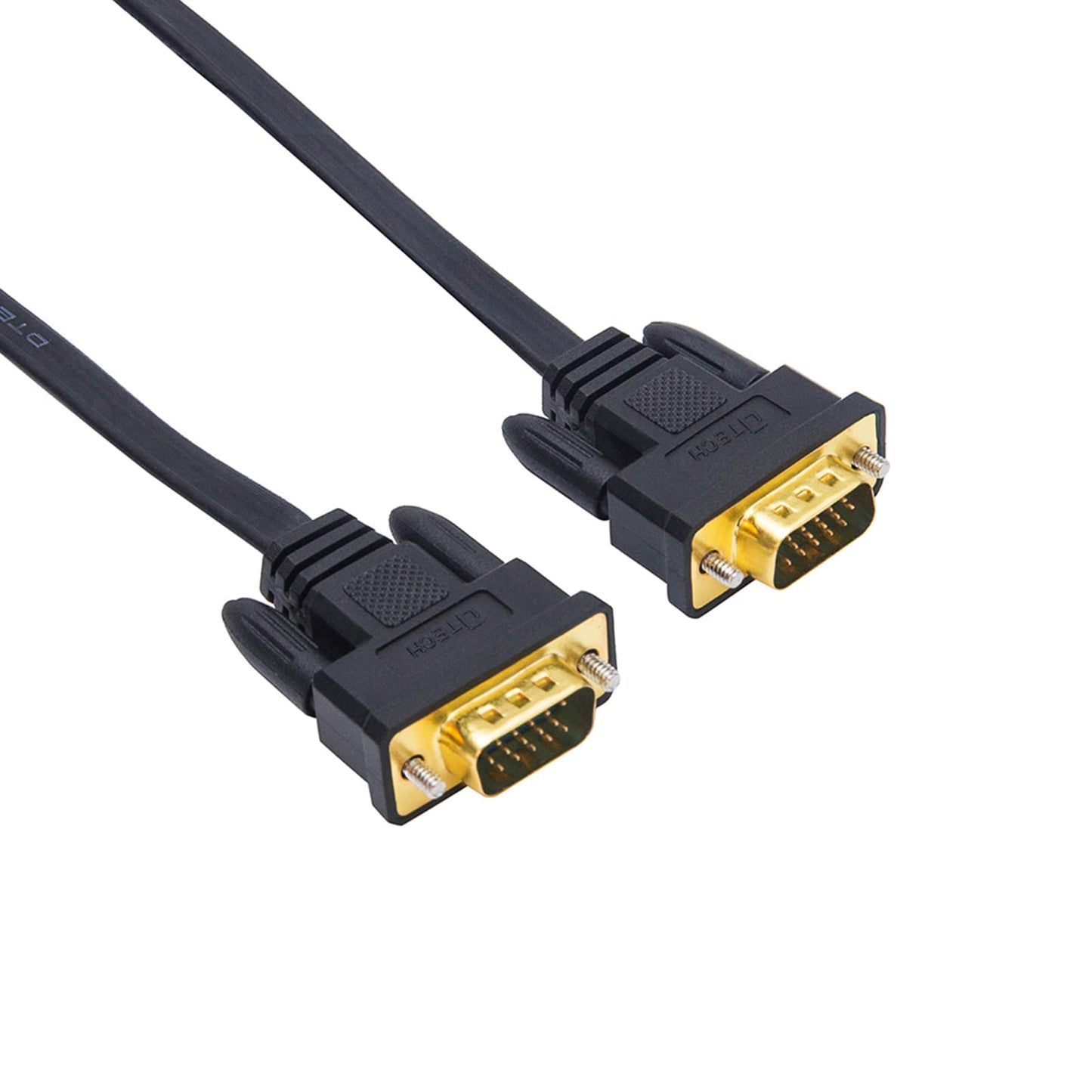 DTECH 25ft Ultra Thin Flat Type Computer Monitor VGA Cable Standard 15 Pin Male to Male Connector SVGA Wire 25 Feet - Black