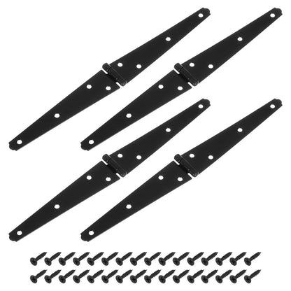 uxcell 4Pcs Strap Hinges, 6 Inch Shed Door Hinges Heavy Duty Gate Hinge Tee Hinge with Screws for Wooden Fences Yard Doors Barn Gate, Black