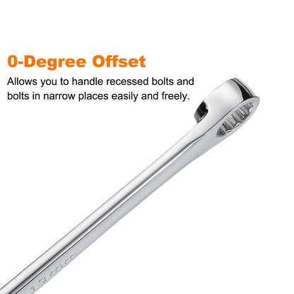 HARFINGTON Double End Box Wrench 13 x 15 mm Metric 12 Point 0 Degree Offset Extra Long Double End Box Ratcheting Wrench CR-V Polished Long Spanner Tools for Repairs