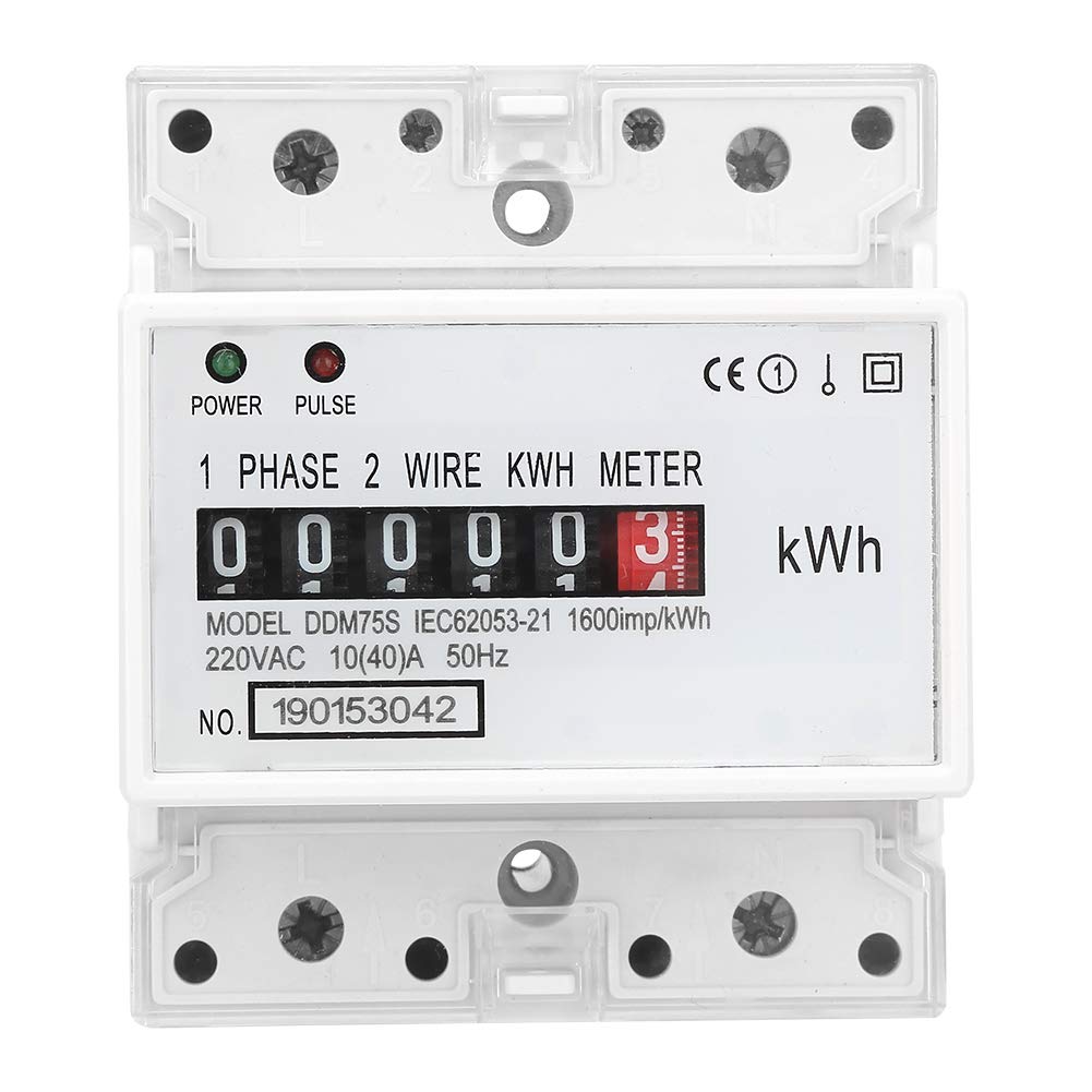 Electricity Usage Monitor Kilowatt Hour Meter Single Phase 4P DIN Rail Mounted 10 to 40A LED Display Real Time Power Consumption Wattmeter