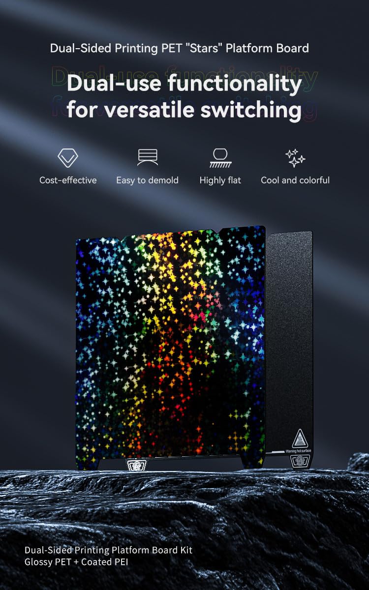 Creality Double-Sided Printing “Stars” Platform 235 * 235mm (Glossy PET + Coated PEI), Without Soft Magnetic Sticker, 3D Printer Platform for K1/Ender-3 V3/SE/KE/S1/3 S1Pro/3/3 Pro/3S/3V2/5/5S/5Pro
