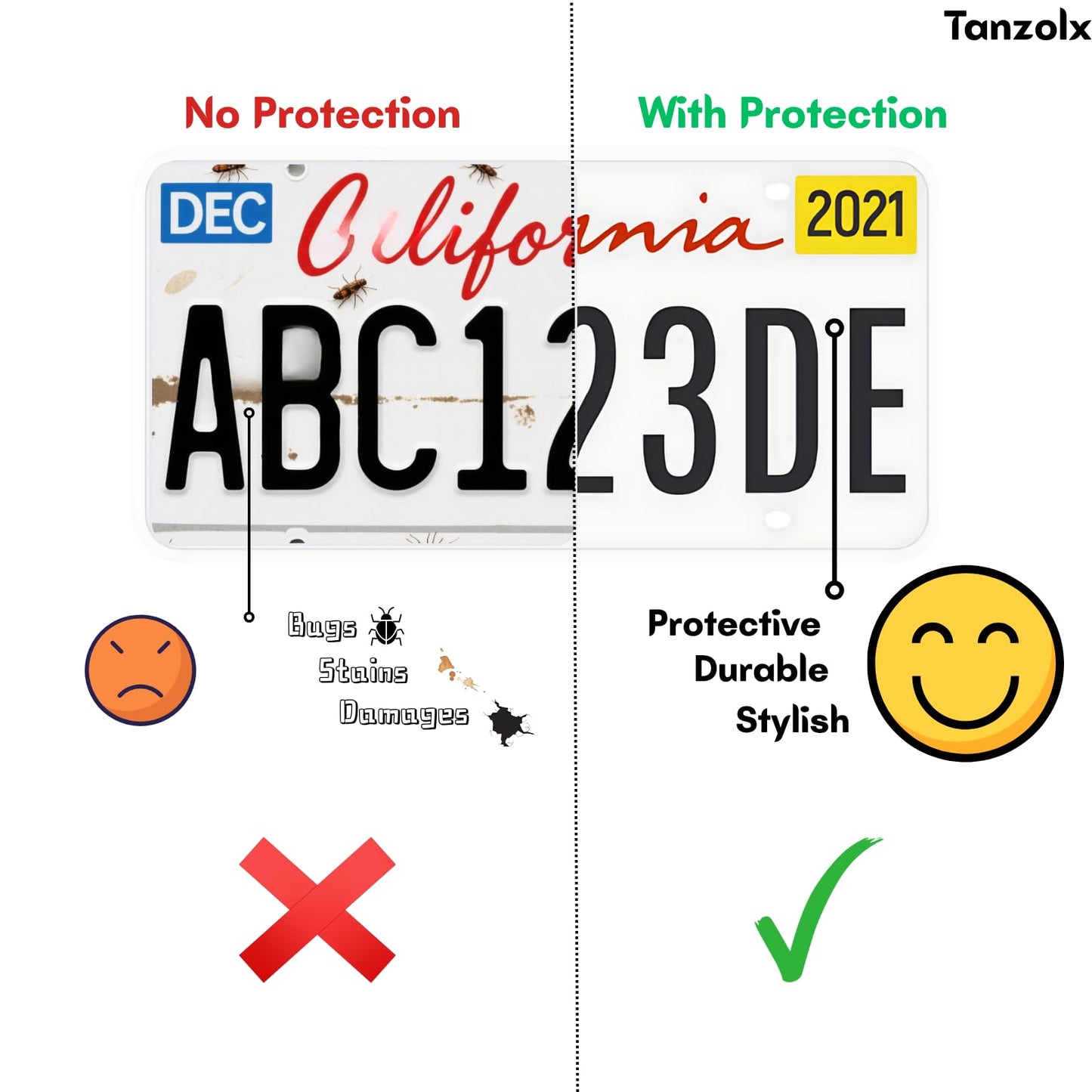 2-Pack Premium Smoked License Plate Covers, Tinted Protective Plate Shields, Heavy Duty Unbreakable Bubbled Design, Anti-UV Anti-Yellowing, Sleek Smoked Finish for Cars, Trucks & SUVs