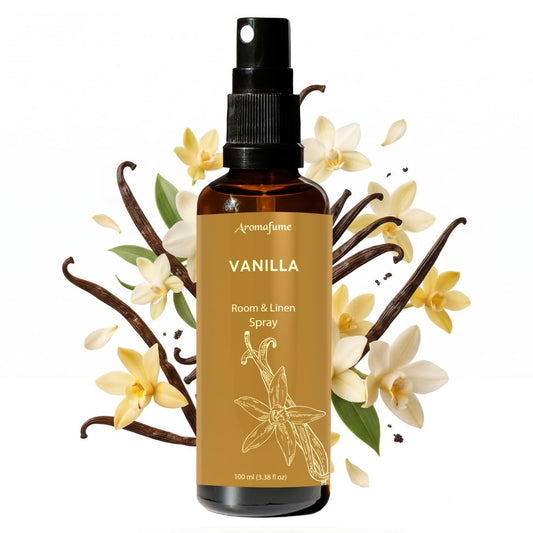 Vanilla Room, Linen & Pillow Spray by Aromafume | 100ml/3.38 fl oz | with Pure Vanilla Essential Oil | Aromatherapy Spray | Mist for Bedding, Fabrics