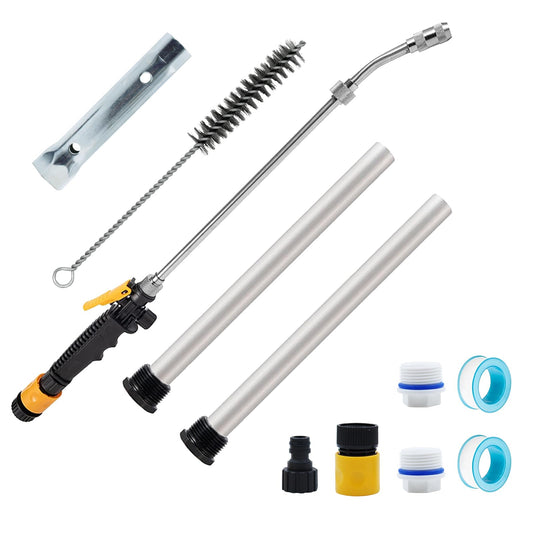RV Water Heater Anode, Hot Water Heater Flush Wand and Stainless Steel Brush Kit for Cleaning Sediment - Designed for Suburban and Mor-Flo Water Heaters (9 Pcs RV Anode Rod Kit)