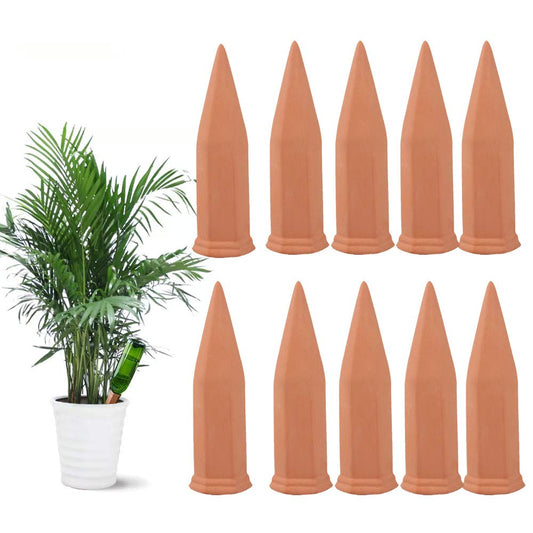 Fu Store 10PCS Plant Watering Stakes Automatic Plant Drippers Waterers for Vacations Plant Watering Devices Terracotta Self Waterinq Spikes for Wine Bottles Great for Indoor Outdoor Plants