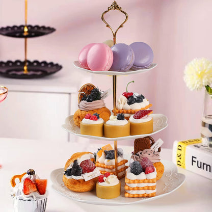 PowerKing 3 Tier Cupcake Stand Cake Stand - Plastic Tiered Serving Tray for Desserts, Candy, and Treats - Perfect for Wedding, Birthday, Tea Party (Round, 2 Pack)