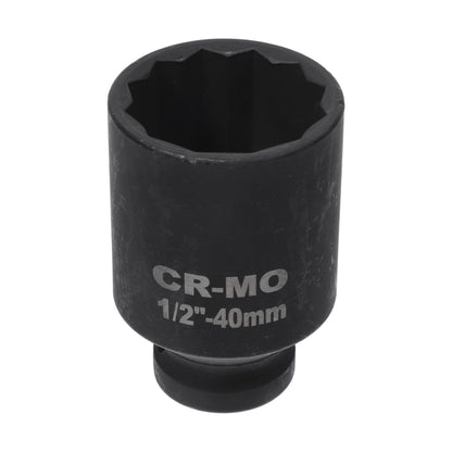 HEROFFIX 1 Pcs Impact Socket Durable Hardware Tool 78mm Black High Carbon Steel 12 Point 40mm for Car Motorcycle Dirtbike Repair 1/2 Inch Drive