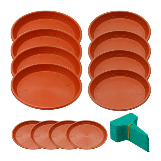UOIENRT 12 Pcs Plant Saucer, 6/8.7/9.9 Inch Round Plastic Plant Trays, Garden Plant Saucer, Flower Pot Drip Trays for Outdoor and Indoor Plants