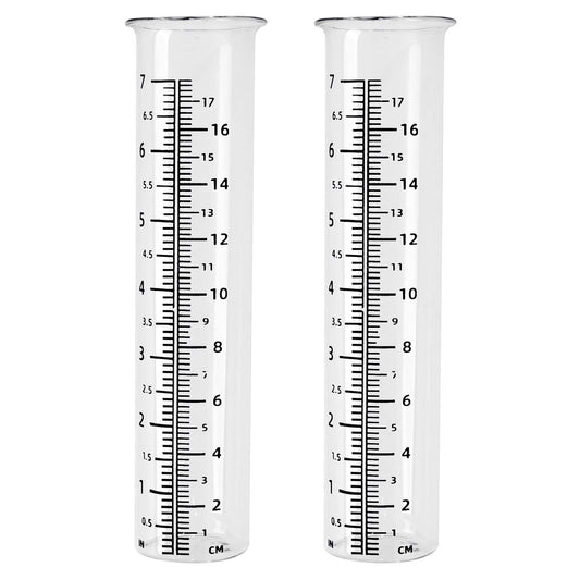 VIKKSAER 2 Pack 7inch Garden Glass Rain Gauge, Rainfall Tube Measurement Gauge Replacement Tubes for Outdoor Lawn Yard Garden