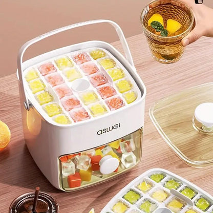 Ice Cube Tray with Lid and Bin, 48pcs Ice Cubes Molds, Ice Trays for Freezer, Ice Cube Tray Mold, with 2 Trays, Ice Freezer Containe