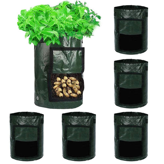 E-KNOW 6 Pack Potato Grow Bags, 10 Gallon Potato Grow Bags for Potato Tomato Carrot & Other Vegetable, Plant Grow Bags Heavy Duty Thickened, Aeration Material Grow Bags with Handles