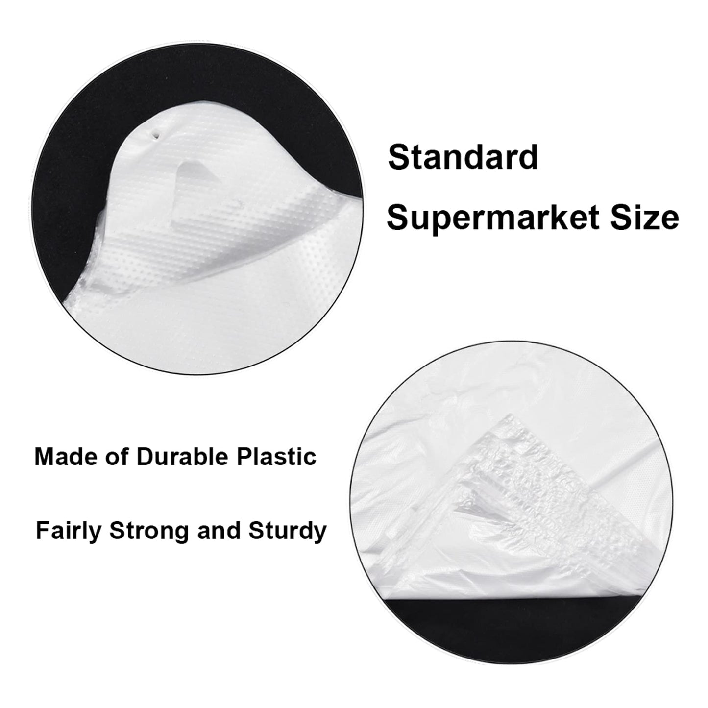 T Shirt Bags Plastic Grocery Bags with Handles for Merchandise and Supermarket, Bolsas De Plastico Para Negocio, 12 x 20 Inch (White, 200Pcs)