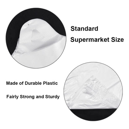 T Shirt Bags Plastic Grocery Bags with Handles for Merchandise and Supermarket, Bolsas De Plastico Para Negocio, 12 x 20 Inch (White, 200Pcs)