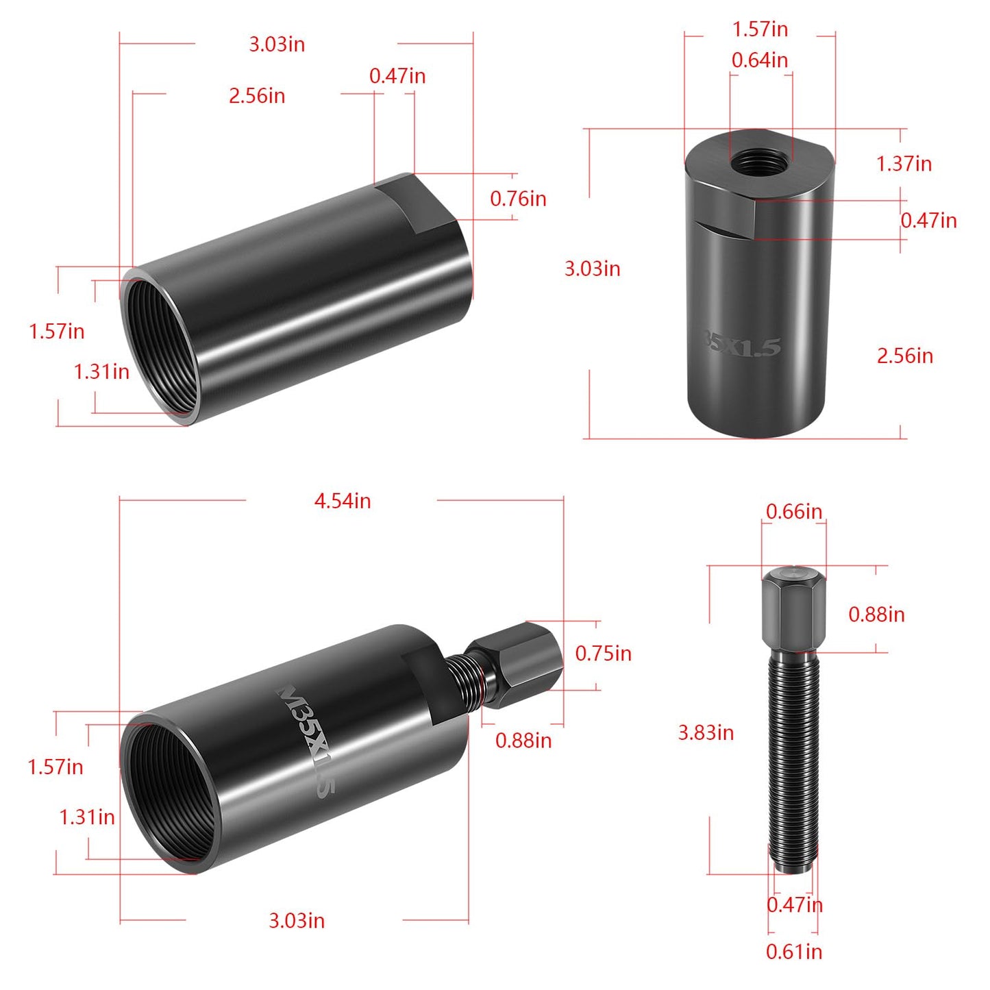 Bonbo 35mm Flywheel Puller Remover Bolt Tool M35 X 1.5 R.H. for Yamaha Big Bear 350 400 660 Raptor 350 700 700R Grizzly 350 400 450 550 660 700 Kodiak 400 450 Rhino 450 660 Rotor