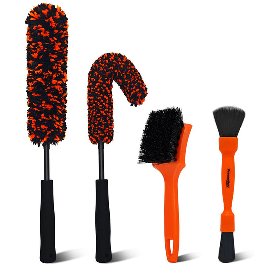 YeewayVeh 4PCS Car Wheel Cleaning Kit, Bendable Microfiber Tire & Rim Cleaner, Scratch-Free Double Head Detailing Brushes for Car All Wheel Types