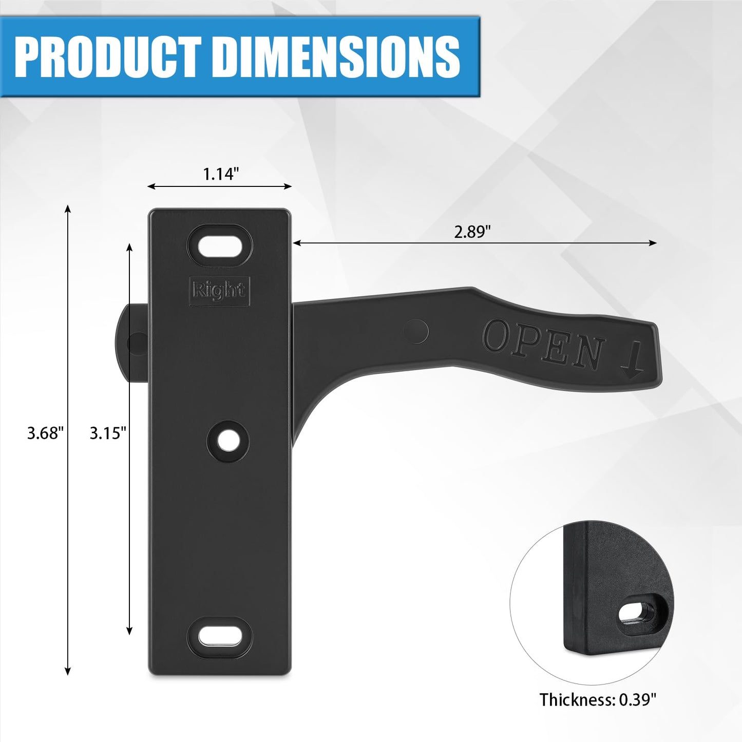 All Metal RV Screen Door Latch (Right Hand), Screen Door Handle Latch Replacement Kit for RV Camper, Motorhome, Travel Trailer
