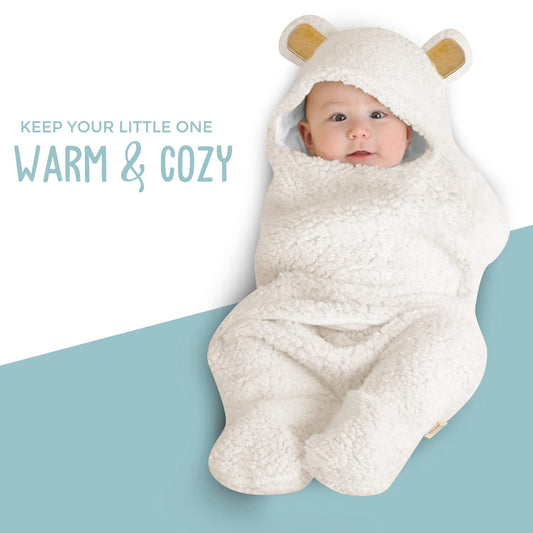 Baby Bear Swaddle Blanket | Ultra-Soft Plush Essentials for Infants 0-6 Months | Receiving Swaddling Wrap White | Ideal Newborn Registry and Toddler Boy Accessories | Perfect Baby Girl Shower Gift