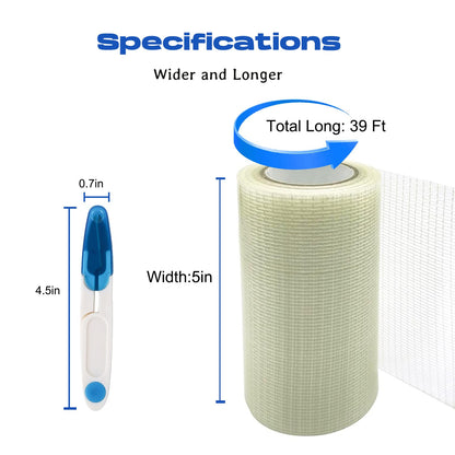 5 in x 39FT RV Awning Repair Tape Kit – Heavy Duty Waterproof Tear Repair Patch for Tarp, Canvas, Tent, Fabric, Canopy, Boat Covers, Sail – Clear Reinforced Fiberglass Repair Tape