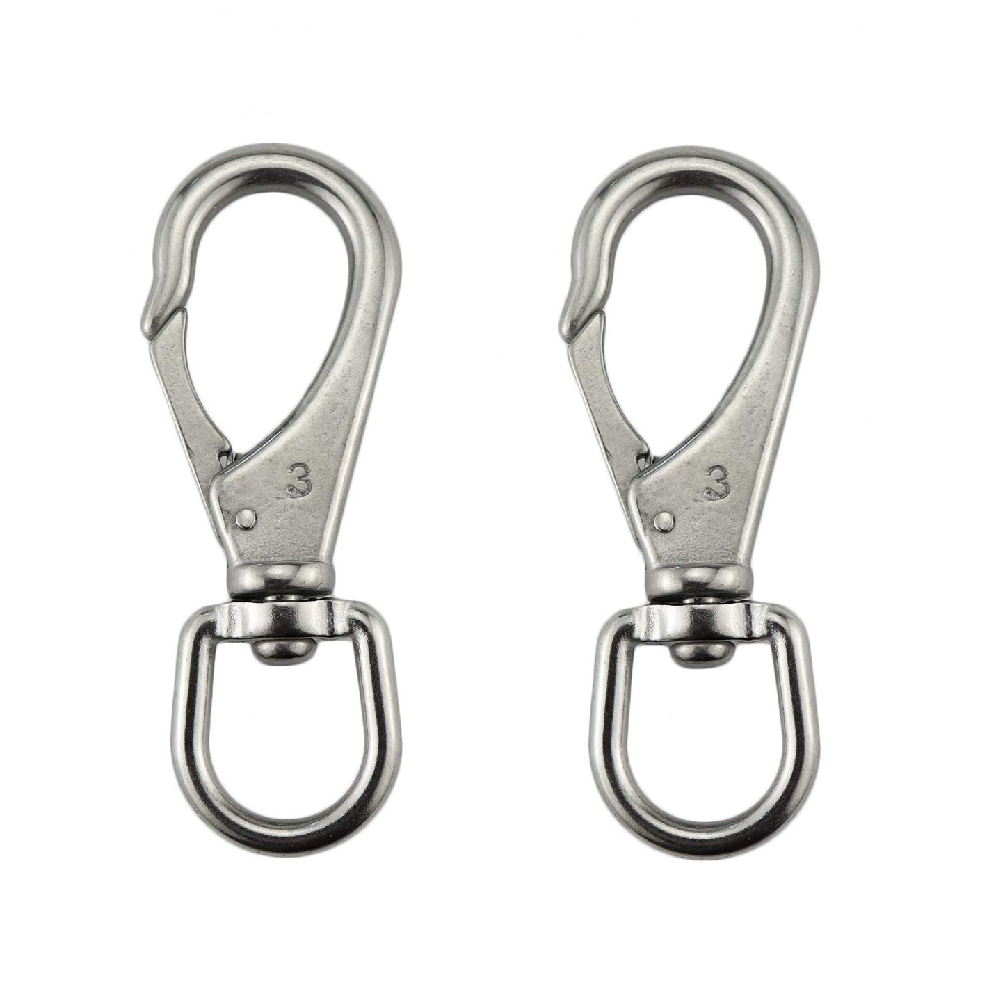 Stainless Steel 304 Swivel Eye Snap Hooks Size3#(M7) Marine Clips Flag Snap Spring Pet Buckles （Pair）