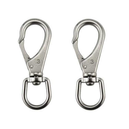 Stainless Steel 304 Swivel Eye Snap Hooks Size3#(M7) Marine Clips Flag Snap Spring Pet Buckles （Pair）