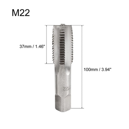 uxcell Metric Hand Tap M22 Thread 2.5 Pitch 4 Straight Flutes H2 Alloy Tool Steel Bottom & Taper Screw Tap Set Tapping Tools for Repairing 1 Pair