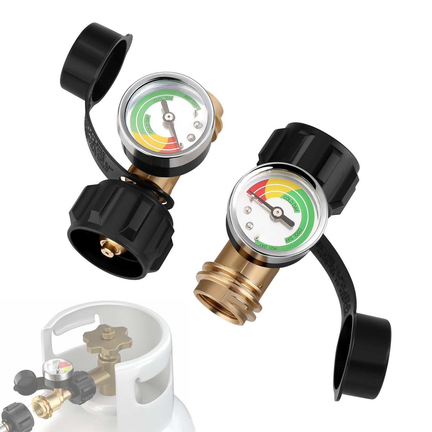 WADEO Upgraded Propane Tank Gauge Level Indicator, LP Tank Gauge for 5-40 lb Propane Tank with QCC1 Connection, Suitable for Cylinder, BBQ Gas Grill, RV Camper, Heater and More Appliances, 2 Pack