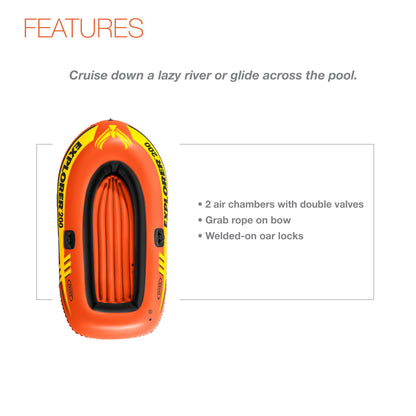 Intex 58330EP Explorer 200 Inflatable 2 Person Capacity Pool & Lake Fishing Raft Boat