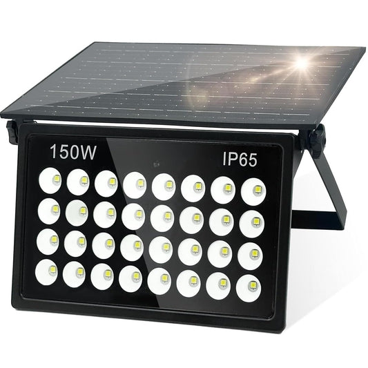 150W Solar Flood Lights Outdoor, 15000LM 6500K Bright Floodlights, IP65 Waterproof Solar Powered Security Light, Auto Dusk to Dawn with Remote Control for Yard, Street, Garden, Garage, Shed