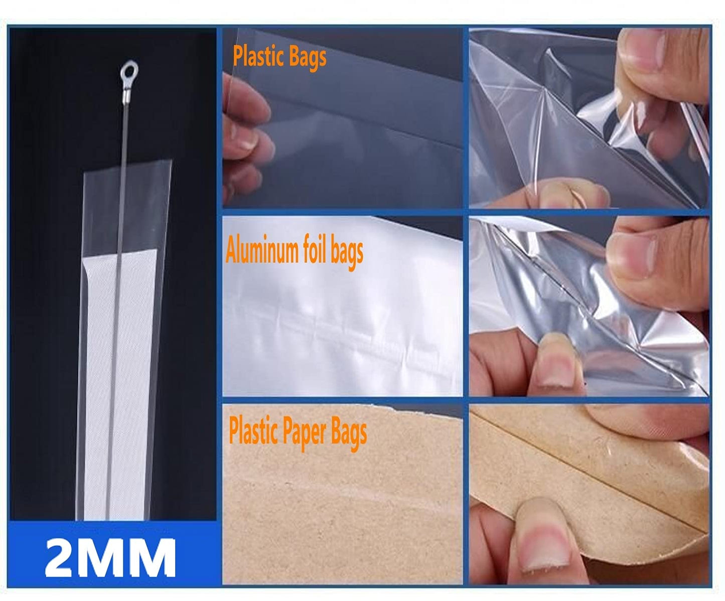 Impulse Heat Sealer 8 inch Impulse Bag Sealer Poly Bag Sealing Machine Heat Sealing Machine with Replacement Kit for Plastic Bags PE PP Bags