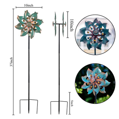 VEWOGARDEN Double Blade Wind Spinners Outdoor Small Garden Decorations, Rustproof Metal Wind Spinner for Patio, Lawn, Pathway, Yard Decor, 94cm * 25cm