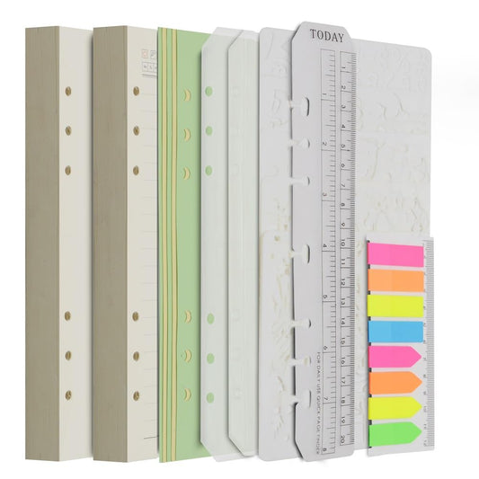 Wonderpool 320 Pages Blank/Lined A5 Refill Paper Inserts Binder Loose Leaf Paper, Dividers, Pocket, Neon Page Marker, Bookmark, Stencils for Refillable 6 Ring Binder Journal Notebook Diary Planner(A5)