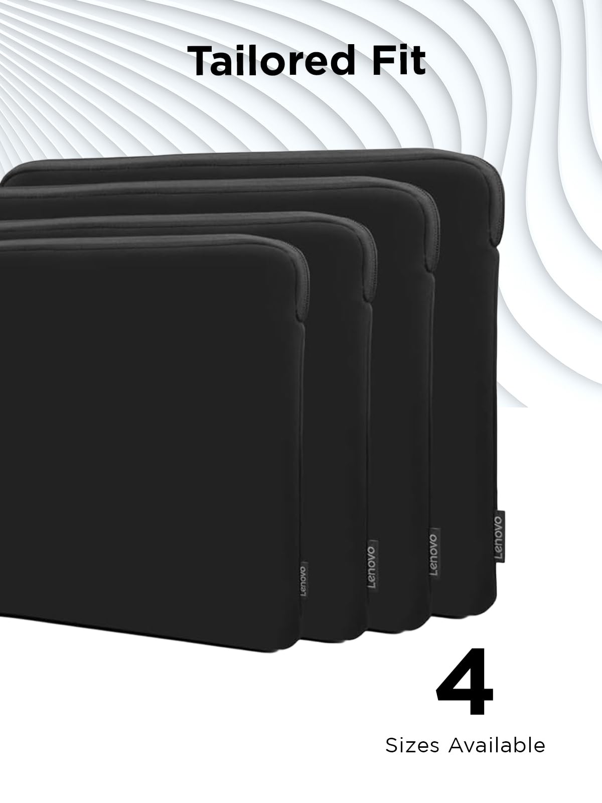 Lenovo Basic Laptop Sleeve 11 Inch Notebook/Tablet Compatible with MacBook Air/Pro Neoprene Material - Soft Fleece Lining - Zippered Top Opening - Black