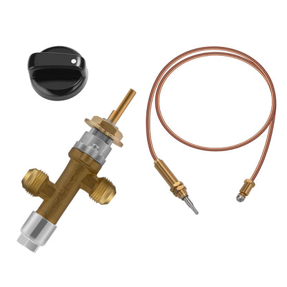 WADEO Fire Pit Control Valve Kit, Fire Pit Flame Failure Safety Control Low Pressure Propane Fire Pit Replacement Part with 3/8" Flare Inlet & Outlet